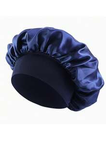 1pc Women's Satin Solid Color Beanie,Summer,Beach,Hat,Holiday,Travel - Navy - View 21
