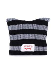 1pc Men's Minimalist Cat Ear Sewn Label Y2K Knit Beanie Hat, Cute & Fashionable, Suitable For Autumn/Winter Warmth And Daily Wear - Multicolor - View 4