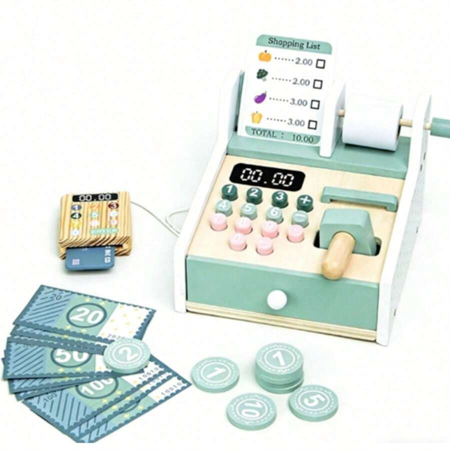 1 Set Classic Wooden Traditional Abacus Calculation Toy, Red & Black Color, Children's Dress Up & Roleplay Toy, Cash Register Playset, Early Education Toy