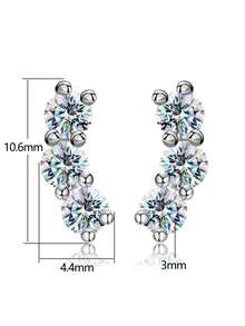 1 par de pendientes de botón de plata de ley 925 con 3 piedras de moissanita simétricas de 0,1 quilates, elegantes y refinados, ideales para compromiso, boda, regalos para amigos, cumpleaños o aniversario, joyería nupcial - Pendientes simétricos de moissanita - Ver 7