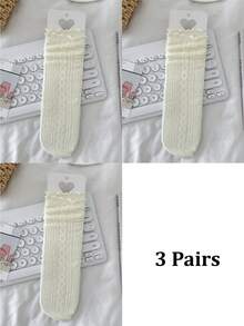 1/3 Pairs Spring/Summer Thin Knee-High Socks, Ballerina Style Mid-Calf Socks, Lolita Cable Knit JK Socks, Mesh Hollow Slouch Socks, No-Show Socks, Lace Straight Tube Socks - Multicolor - View 13