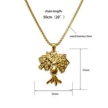 dollrinboy 1 pieza Collar con colgante de árbol de billetes de $100 chapado en oro de 14K, adecuado para mujeres y hombres, colgante de árbol de dinero, cadena plana de eslabón curvo de 3 mm - árbol del dinero - Ver 16
