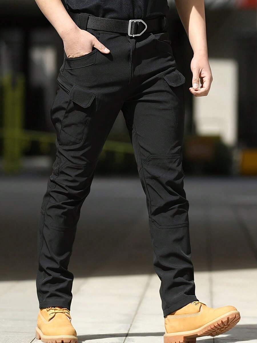 Pantalones tácticos impermeables para hombre X7 de tejido compuesto, pantalones de trabajo para exteriores, resistentes a la abrasión y transpirables - Negro - Ver 1
