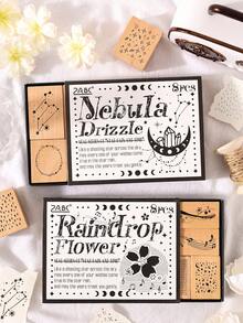 8pcs/Box Stars And Rain Pattern Wooden Stamp Set, Clear Pattern Creative Design Handbook Stamp, Used For Scrapbook And Diary Decoration Gift Wrapping Decoration Stamp, Back-To-School Season Handbook Gift To Friends - Sets - View 12