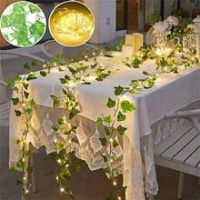 1PC, Solar Powered 90LED Ivy Vine String Lights 8 Lighting Modes Twinkle Icicle Christmas Fairy Waterfall Curtain Lights For Window Eaves Outdoor Indoor Yard Garden Wedding Party Christmas New Year Halloween Valentine Decor 10m/32.8ft (Battery Included) For Wedding Party Christmas New Year Halloween Valentine Garden Yard Patio Fence Balcony Porch Wall Home Bedroom Fireplace Indoor Outdoor Decoration - LED String Light - View 2