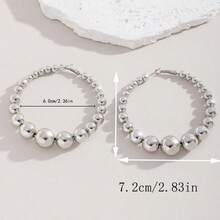 1 Pair Luxury Metallic Ball Hoop Earrings, Exaggerated Geometric Circular Earrings For Women, Holiday & Beach Accessories - Beaded Earrings - View 9