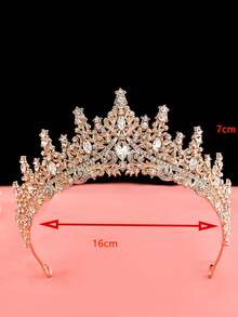 1pc Elegant Faux Gold Bridal Crown Headpiece, Suitable For Wedding Dress, Gown, Birthday Party, Prom,Summer,Hair Accessories,Holiday, Bride Accessories, Coronas, Tiara - KC Gold - View 2