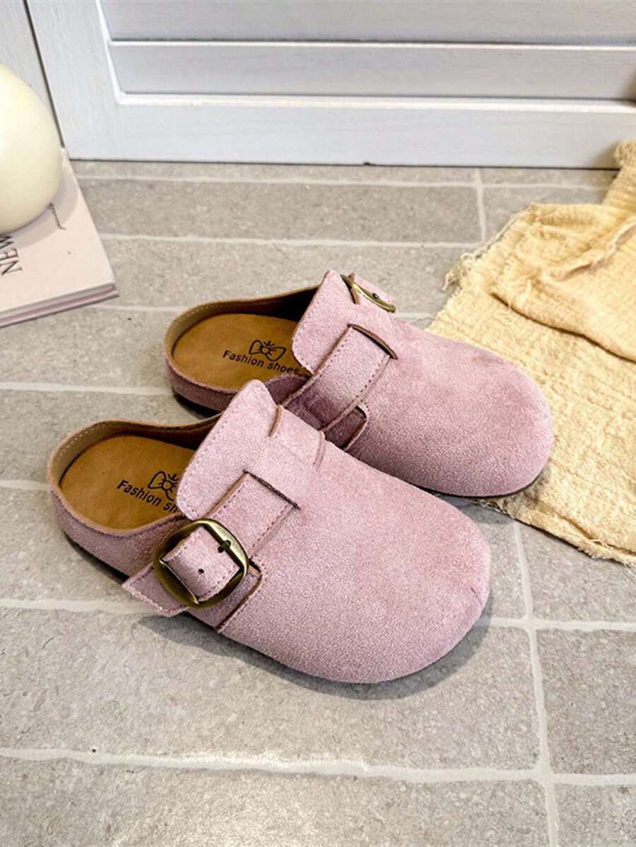 Giày lười đế mềm giả da lộn kiểu retro năm 2026, giày moccasin unisex cho trẻ em, giày casual đồng bộ cho bố mẹ và con cái. - Hồng - Xem 1
