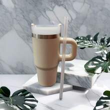 Stainless Steel Thermal Bottle With Straw 420ml - Apricot - View 1