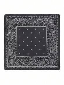 1pc 27.6"X27.6" Women's Small Satin Printed Scarf/Headband/Neckerchief/Hair Tie/Thin Scarf/Shawl, Suitable For Dresses - Black Star - View 5