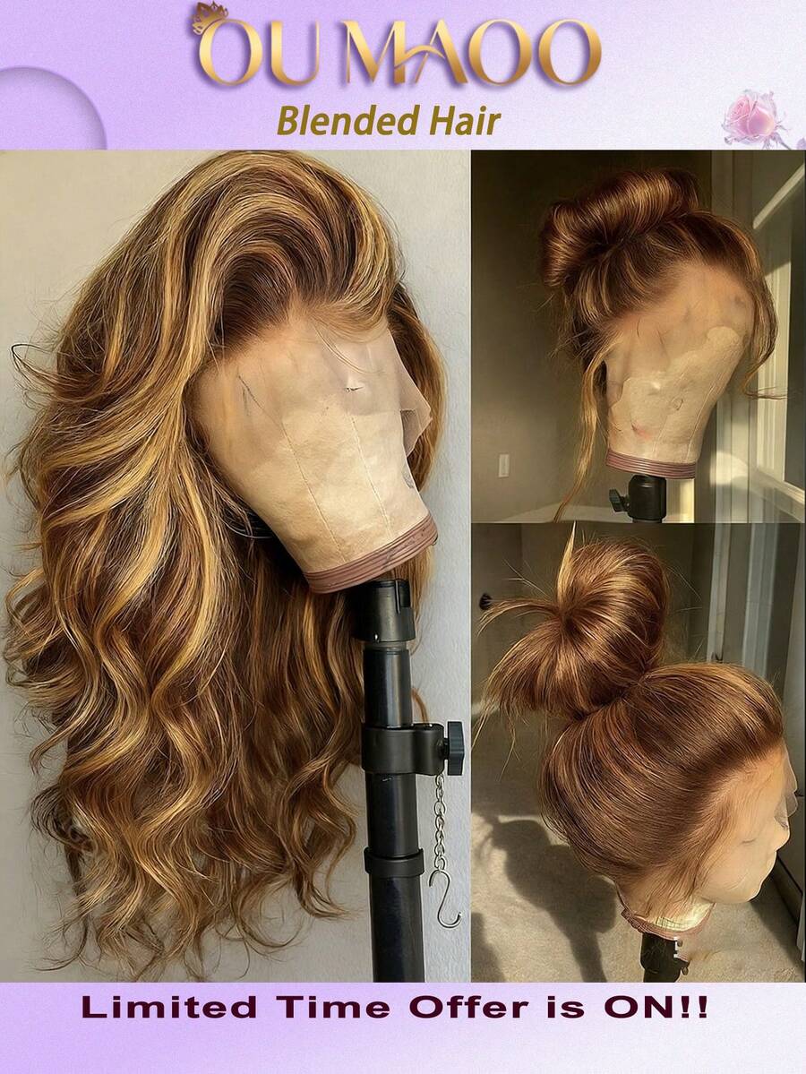 蕾丝前假发，真人混纺发丝，柔软 Remy 13x4 高清蕾丝前假发，200 密度水波纹巴西原生真人混纺发丝假发