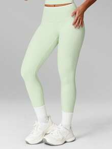 MFVIM 女士高腰压缩紧身裤，修身显瘦，吸湿排汗，柔软弹力面料，适合休闲、跑步、瑜伽、健身房锻炼 - Limelight Green - 查看 7