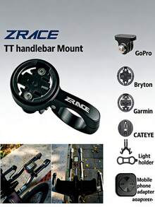ZRACE TT Handlebar Computer Mount - Black, Out Front Mount Holder For IGPSPORT Bryton CATEYE Camera - Black - View 2
