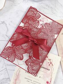 5/10张镂空白色激光切割玫瑰贺卡，欧式浪漫婚礼邀请卡，创意激光切割设计，美式节日庆典邀请卡 - 玫瑰賀卡 - 查看 6