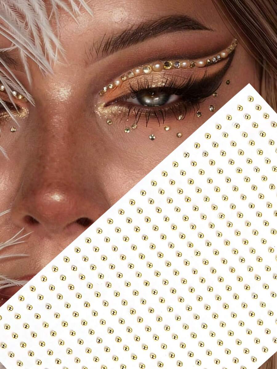 2mm Gold Face Jewels, Hair Jewels, Eyebrow Jewels, Diamond Stickers - Gold - View 1