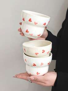 1个高品质时尚陶瓷杯，小众创意心形咖啡杯，少女风拉花马克杯，家用早餐牛奶饮料杯，办公水杯，优雅下午茶甜点杯，情侣杯，送给女孩的礼物，送给闺蜜的礼物 - 彩色 - 查看 6