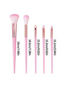 10支装化妆刷套装，长细塑料手柄，海绵头化妆刷，腮红刷，高光刷，火焰刷，眼影刷，眉刷，面部化妆刷，化妆工具，家用户外男女通用 - 粉色 - 查看 10