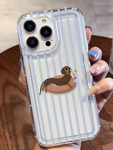 1pc Minimalist Personalized Dog Pattern Transparent TPU Shock-Absorbing Anti-Fall Anti-Fingerprint Phone Case, Compatible With IPhone 16/16Pro/16Plus/15/15ProMax/15Pro/11/12/13/14ProMax/11Pro/11ProMax/12Pro/12ProMax/13Pro/13ProMax/14Pro/14ProMax, Soft Shell, Elegant Creative Design - Multicolor - View 1