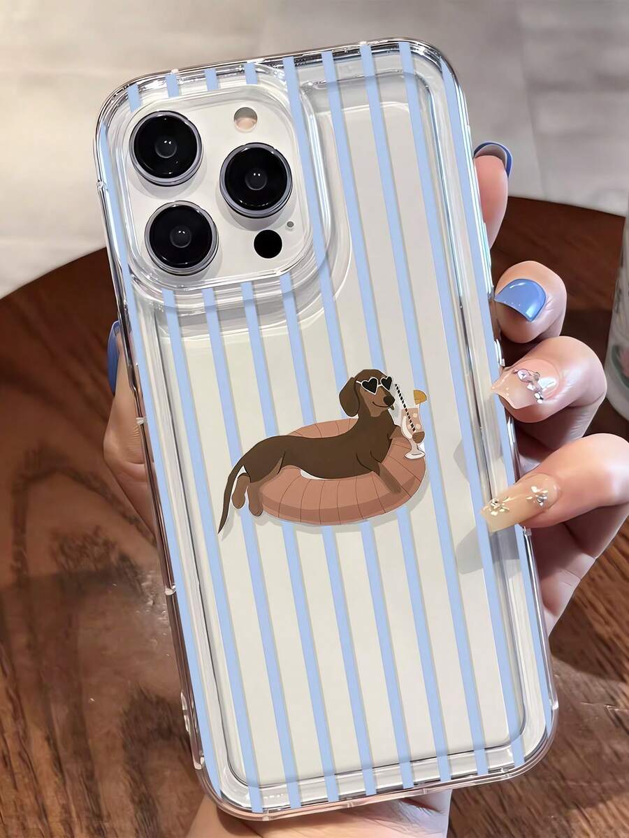 1pc Minimalist Personalized Dog Pattern Transparent TPU Shock-Absorbing Anti-Fall Anti-Fingerprint Phone Case, Compatible With IPhone 16/16Pro/16Plus/15/15ProMax/15Pro/11/12/13/14ProMax/11Pro/11ProMax/12Pro/12ProMax/13Pro/13ProMax/14Pro/14ProMax, Soft Shell, Elegant Creative Design - Multicolor - View 1