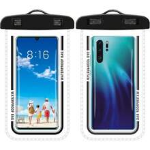 Funda impermeable para móvil, pack de 2 unidades. Funda transparente e impermeable con cordón para colgar, compatible con iPhone 17 Pro Max y Galaxy. Funda multifuncional impermeable de 8,3 pulgadas, ideal para nadar en invierno, viajes en crucero, buceo, piragüismo, baños termales y spa. - Negro - Ver 1