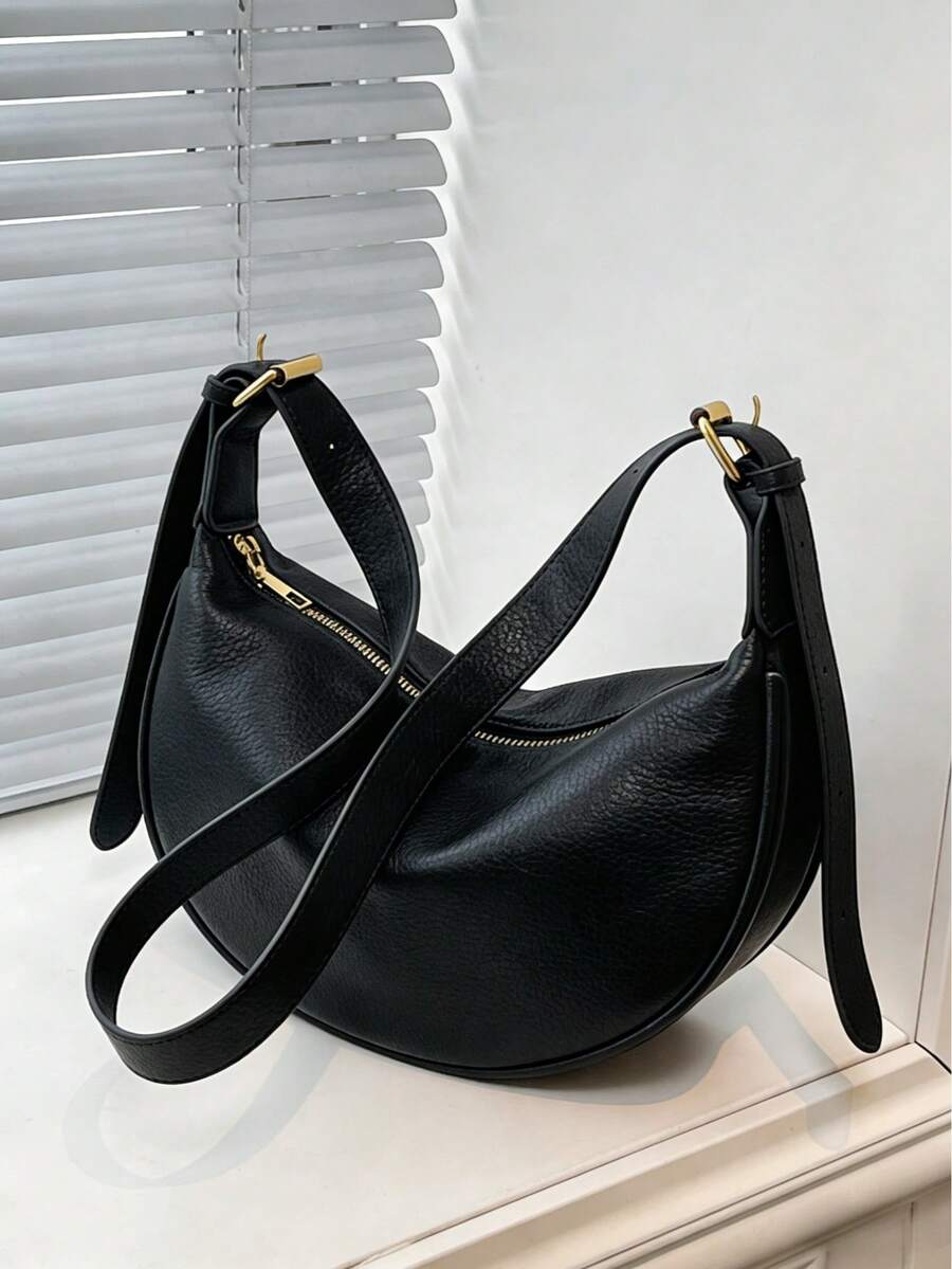 New Fashion Women's Solid Color Minimalist Shoulder Bag, PU Material, Suitable For Dates, Shopping, Versatile And Elegant