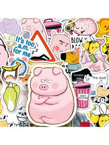 50/100pcs Funny Stickers, Cool Stickers, Cartoon Stickers, Humorous Stickers, Stickers, Waterproof Vinyl Stickers, Decorative Stickers For Notebook, Laptop, Skateboard, Water Bottle - Multicolor - View 2