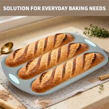 1PC 3-Cavity Large Silicone Bread Baking Tray - Non Stick Baking Mold, French Baguette Baking Tray, Suitable For Baguettes, Cakes, Meat Patties, And Long Breads, Easy To Demold,Baking Trays, Kitchen, Kitchen Accessories, Tray, Bread Mold, Sandwich Mold, Cake Molds, Pastry Shop, Bread Bin - Multicolor - View 4