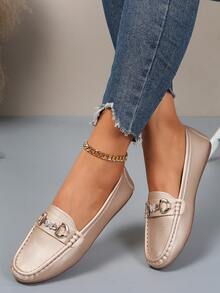 Giày lười nữ thanh lịch dây vàng, mẫu mới về mùa xuân 2025. - Màu be - Xem 3