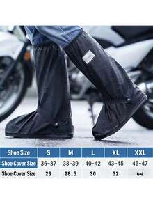 1pair Waterproof Shoe Covers,Waterproof Boot Covers,Foldable Portable Rain Shoe Covers,Rain Shoe Covers,Shoe Covers Waterproof, Waterproof Overshoes Overshoes Black Reusable With Reflective Strips Non-Slip Rain Boots High Rain Protection Bicycle Raincoats,Various Sizes Suitable For Outdoor, School, Office, Home, Travel, Cycling, Shoe Storage On Rainy Days - Multicolor - View 8