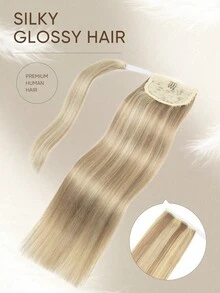 Natural Color Long Straight Wrap-Around Ponytail Hair Extensions, Clip-In Ponytail For Convenient Daily Wear - S18/613 - View 2