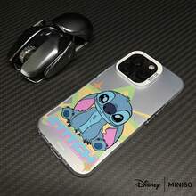 Miniso 1个迪士尼史迪奇复古星星手机壳，适用于iPhone 17/17 Pro/17 Pro Max/17 Air/16/15/14/13/12/11/X/7/8 Plus系列，iPhone 17 Pro Max手机壳，iPhone 17 Pro手机壳，iPhone 17手机壳，圣诞礼物，送给女朋友 - 白色 - 查看 4