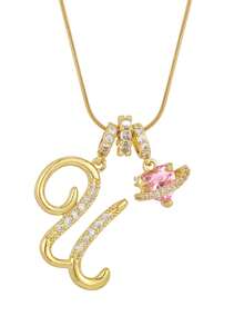 1 chiếc mặt dây chuyền hình trái tim màu hồng tối giản dễ thương đính đá giả, có thể khắc chữ viết tay theo yêu cầu, phù hợp cho các dịp thường ngày, thời trang, hỗ trợ tùy chỉnh, món quà độc đáo dành cho bạn gái/mẹ, thiết kế tối giản cổ điển, unisex, thích hợp làm quà tặng cặp đôi, quà tặng cho bố, mẹ, gia đình, v.v. - Vàng - Xem 20
