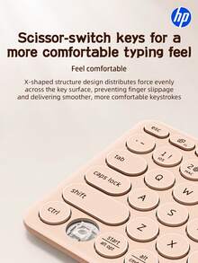 HP Bluetooth Keyboard, Ultra-Thin Wireless Keyboard, Suitable For IPad, Rechargeable Ergonomic Computer Keyboard, Compatible With IOS, Android, Windows PC, Tablet And Mobile Phone, Pink, White - View 12