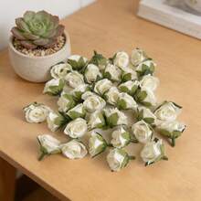 20pcs/40pcs/80pcs Artificial Small White Rose Flower Heads, Floral Bouquet Accessories For Headpiece, Brooch, Home Decor, Festival, Wedding Decoration, Fake Flowers - White - View 3