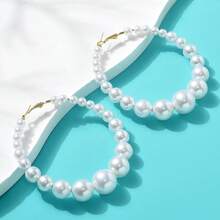 1 Pair Luxury Metallic Ball Hoop Earrings, Exaggerated Geometric Circular Earrings For Women, Holiday & Beach Accessories - Beaded Earrings - View 11