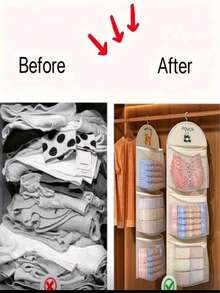 3-Tier Hanging Bra & Sock Storage Net Bag - Suitable For Dorm And Home, Wall-Mounted Transparent Pocket Design Multi-Layer Clothing Organizer Bag - Multicolor - View 7