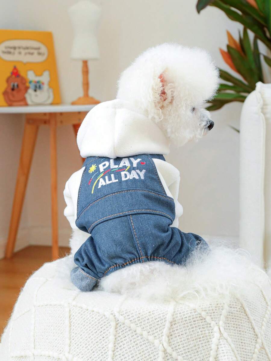 PETCIRCLE 1 pièce Vêtements pour animaux de compagnie, Pantalon à bavette pour chien, Tenue décontractée pour petit chien au printemps/été - Pantalon à bavette Wild Child - Multicolore - Voir 1