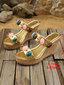 Giày sandal đế xuồng quai chéo bằng nút bần thời trang nữ - Tiện dụng & Thanh lịch - Bộ sưu tập mùa hè mới - Sandal nữ phong cách Bohemian - Vàng - Xem 5