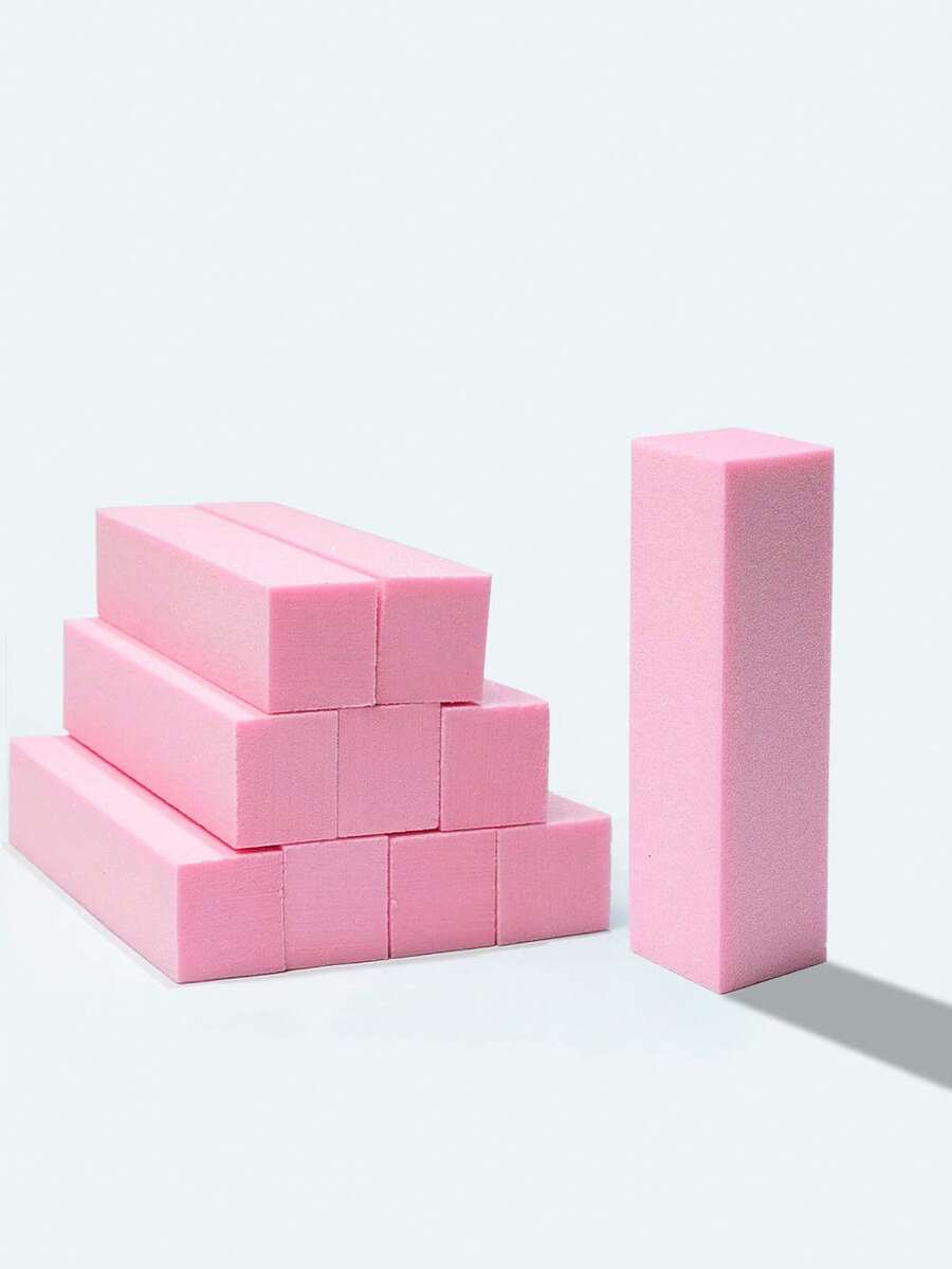 四面砂纸指甲锉，适用于美甲沙龙 - 粉色 - 查看 1