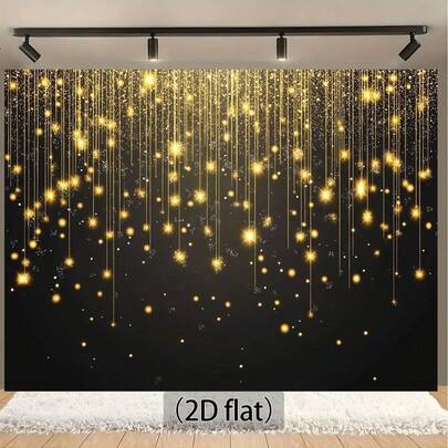 1 Piece, Elegant Black And Gold Sparkling Background, Black And Gold Sparkling, Photography Background For Birthday Party Decoration, Gold Black Dot Wedding, Birthday Party Decoration, Photo Shooting Background