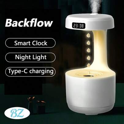 800毫升重力式水滴加湿器，带LED显示屏，桌面冷雾加湿器，适用于办公室和卧室