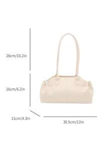 1 Stück neue einfarbige Zylinderhandtasche aus PU-Leder mit Doppelgriffen, Reißverschluss, großer Kapazität, modische Damen Schultertasche, geeignet für den täglichen Gebrauch, Einkaufen und Dates, Farbe: Weiß, Damen Shopper - Weiss - Übersicht 8