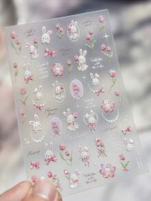 1片可爱蘑菇青苹果草莓卡通果冻水果星星蝴蝶结美甲贴纸，自粘式5D美甲贴，适合女性日常派对的趣味美甲装饰 - 彩色 - 查看 8