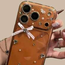 1 Cute 3D Chain Pin Cartoon Bear Phone Case, Suitable For IPhone 17 Air 16 15 14 13 12 11 Pro Max Plus Y2K Cool Sweet Girl Soft Case - Short Bow Ribbon - View 1