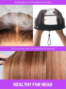 MEGALOOK 13x6 3rd Generation Seamless Silky Straight Human Hair Wig - 100% Real Human Hair Pre-Cut Ear To Ear Transparent Lace Hairline Pre-Trimmed Pre-Bleached Knots No Glue Needed Wig, Brown Blonde Ombre Roots, 180% Density, 18-30 Inches, Beginner Friendly Natural Daily Wear - SP4/27 - View 10