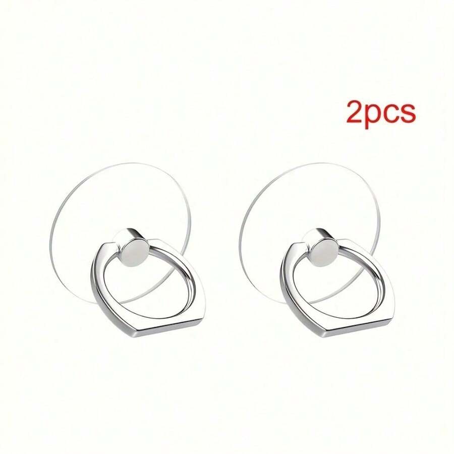 360°旋转亚克力透明指环手机支架，PC材质，背面带粘胶，多角度支架，晶莹剔透设计，方便手机操作和观看。 - 彩色 - 查看 1