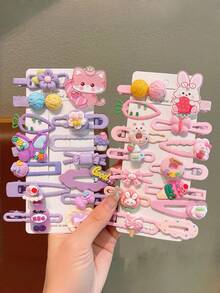 14pcs/Set Acrylic Cartoon Duck Clip Hairpins, Cute Character Hair Clips Suitable For Daily Use - Multicolor - View 1