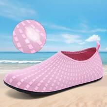 Women's Geometric Pattern Minimalist Summer Beach Wading Shoes, Pink Fabric - Pink - View 9