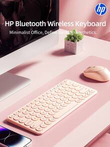 Teclado Bluetooth HP, teclado inalámbrico ultrafino, adecuado para iPad, teclado de computadora ergonómico recargable, compatible con iOS, Android, Windows PC, tableta y teléfono móvil, rosa, blanco - Ver 3