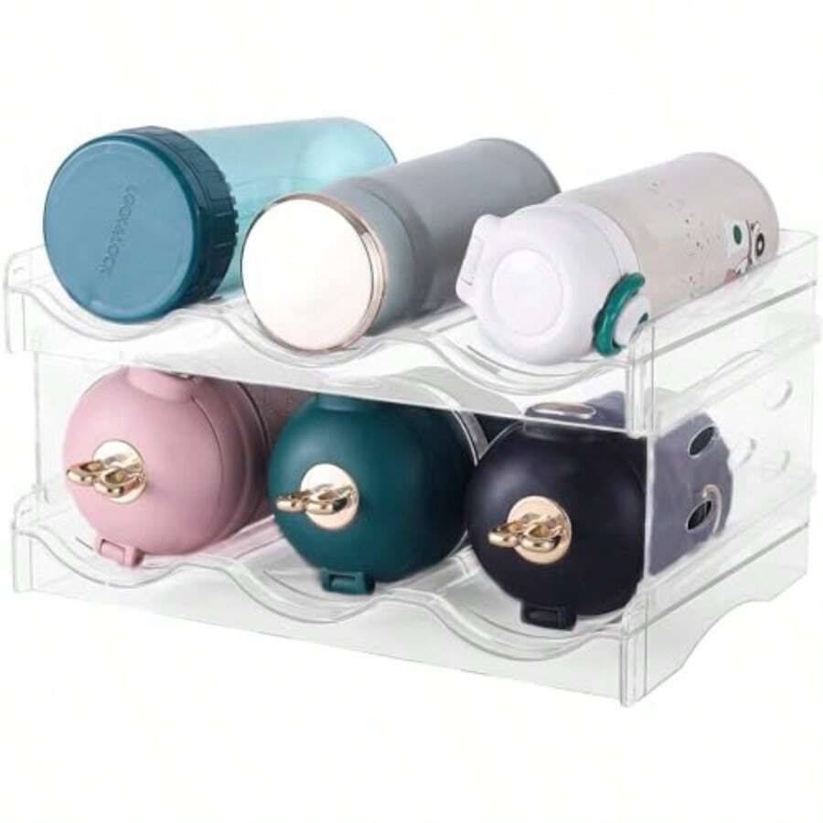 U Chef Organizador Apilable de Botellas de Agua para gabinete Soportes de Plástico Transparente para Botellas de Vino de 2 Niveles Bebidas para Refrigerador Cocina Congelador - Transparente - Ver 1